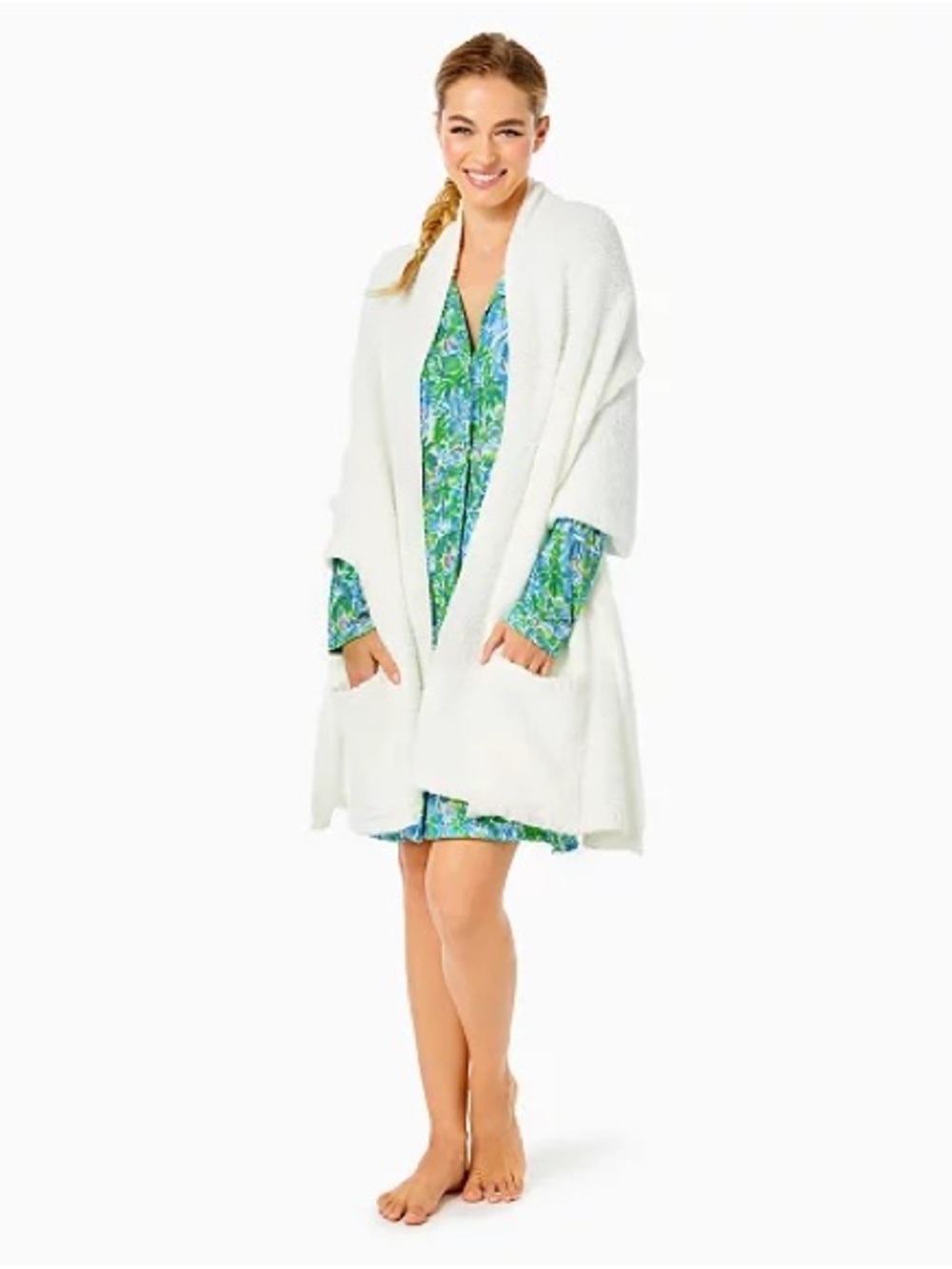 Lilly Pulitzer Teddy Wrap in Coconut White Chenille Blanket Style Wrap